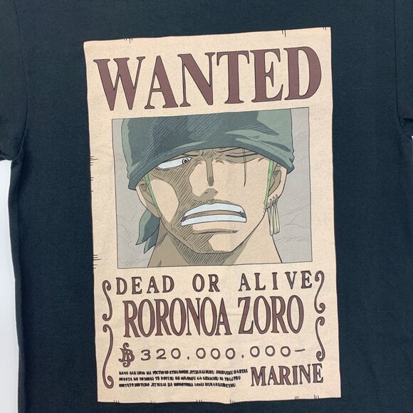 Roronoa Zero Wanted Poster T Shirt Mens S Small Black One Piece Pirate Hunter - Picture 4 of 9